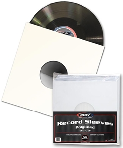 BCW 33 RPM Paper Record Sleeves with Poly - White