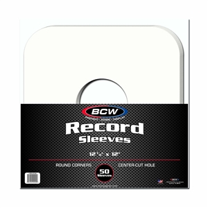 BCW 33 RPM Paper Record Sleeves - White With Hole