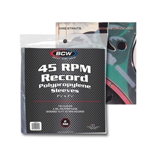 BCW 45 RPM Record Plastic Sleeves - 2mil
